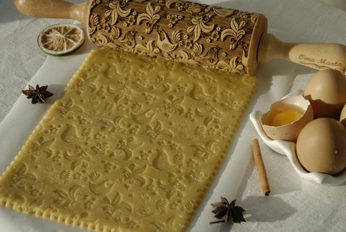 Engraved Wooden Rolling Pin Embossed Rolling Dough Roller Carved Textured - Picture 4 of 12
