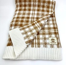 Timberland Buffalo Plaid Scarf 62  Ivory  Brown Unisex NEW With Tags