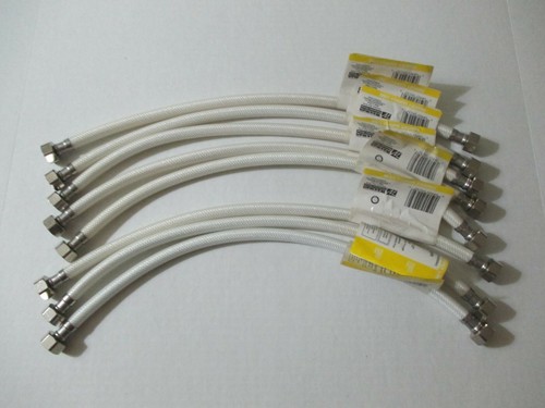 8 BRAIDED 20" FLEXIBLE PVC PLUMBING WATER FAUCET SUPPLY LINES 1/2" VALVE FAUCET - Picture 1 of 4