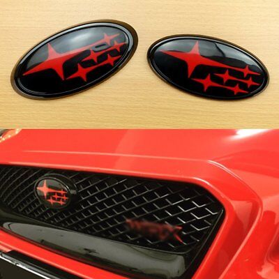 Rear /& Front BLACK Carbon Fiber For STI IMPREZA WRX 2014-2017 Badge Emblem