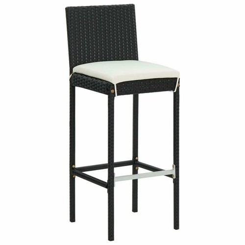 3 Garden Bar Set with Cushions Poly Rattan Grey & Black OUTDOOR Bar - Picture 10 of 47
