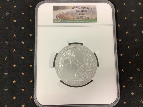 2015 P Blue Ridge PKWY ATB Quarter SP 69 NGC 5 oz Silver - Giant Silver Quarter! - Picture 1 of 3