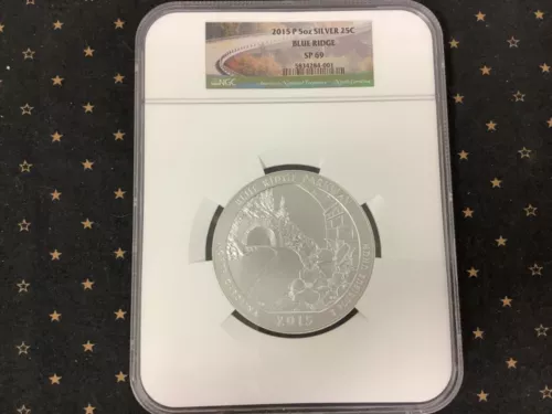2015 P Blue Ridge PKWY ATB Quarter SP 69 NGC 5 oz Silver - Giant Silver Quarter!