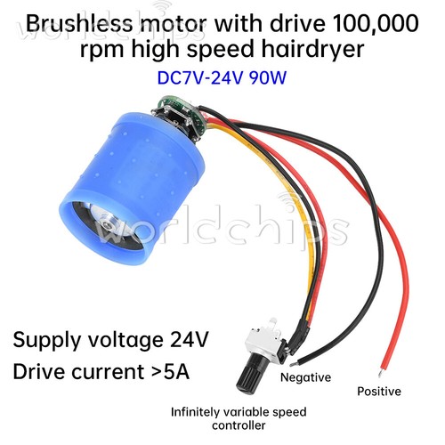 DC9V12V24V 100000RPM BLDC 3-Phase Ultra High Speed Brushless Motor W/ Driver Fan - Picture 3 of 22