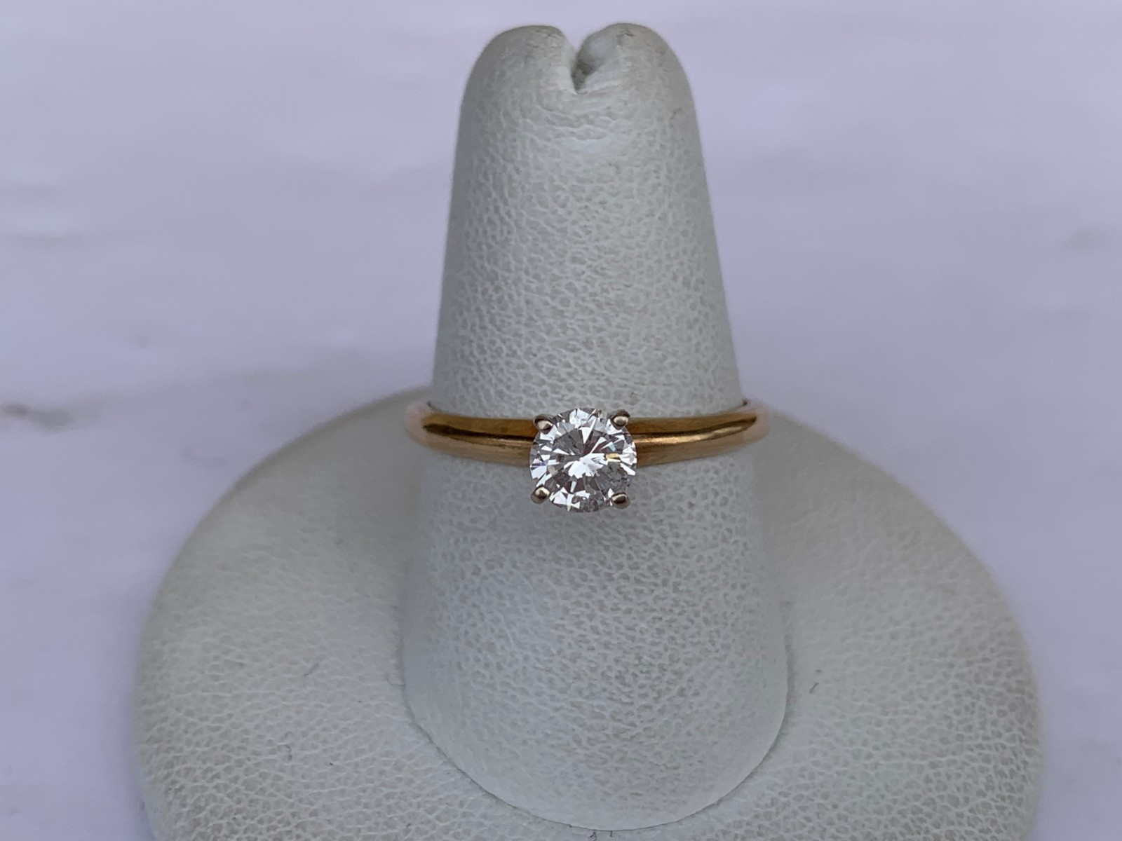 14K Yellow gold Round Diamond Solitaire Ring 0.43 CT (Size 7.25) 14K Yellow gold Round Diamond Solitaire Ring 0.43 CT (Size 7.25)