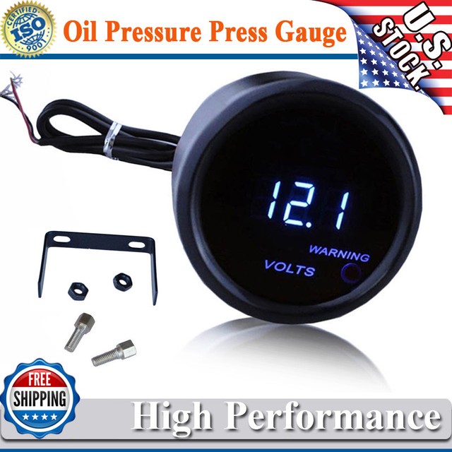 HOTSYSTEM Black 2/" 52mm Blue Digital LED Electronic Volt Gauge Meter For Car