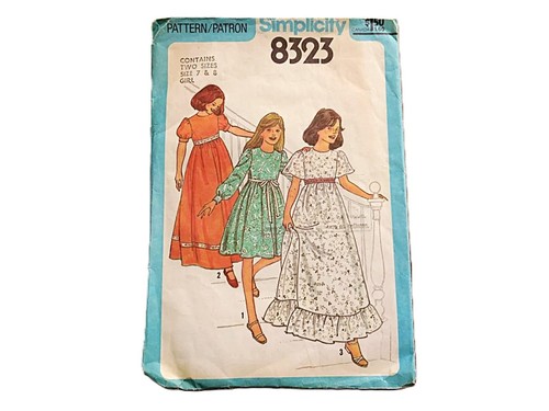 Girls Vintage 1970s Dress Pattern Sizes 7 and 8 Simplicity 8323 Retro Boho Maxi - Picture 12 of 12