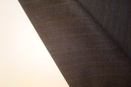 5.55 yds English Luxury WOOL Fabric 120s SUITING 9 oz Brown stripe 200" BTP - Picture 5 of 6