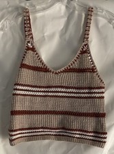 American Eagle Outfitters Top Womens Small Tan Crochet Sleeveless V Neck Tank