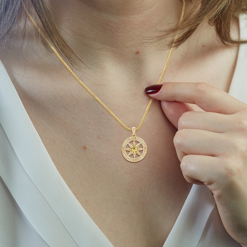 TRYNDI Birthstone Necklace for Women - Gold Compass Necklace for Women Christmas - Bild 66 von 73