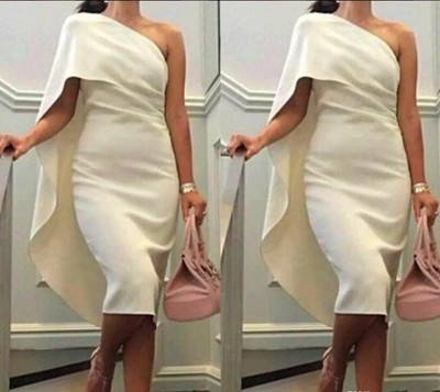 one shoulder dress with cape
