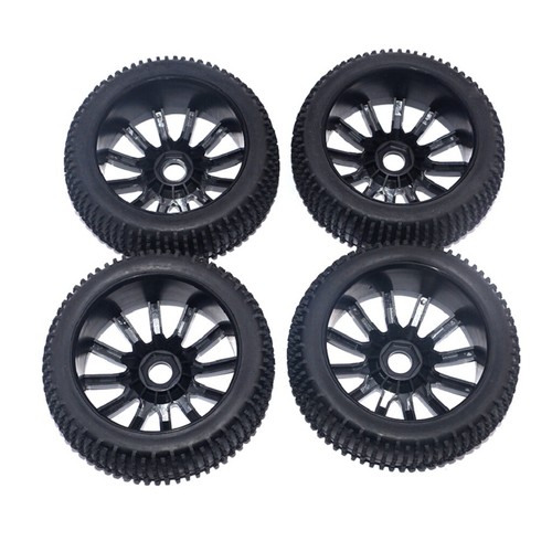 4 Stück 1: 8 Gummireifen & Felgen 17 mm Sechskant passend für RC Autoteile - Bild 3 von 5