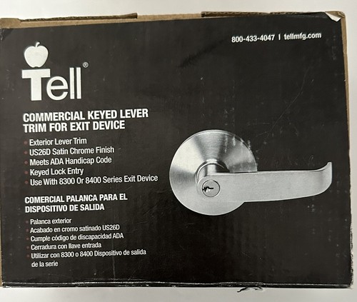 TELL CTL881 Storeroom Lever Trim for 8000 Series Exit Devices US26D Satin Chrome - Picture 3 of 3