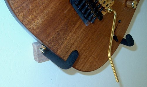 Angled Guitar Wall Hanger for Electric Guitars - Red Oak Wood Base, Classic - Picture 5 of 5