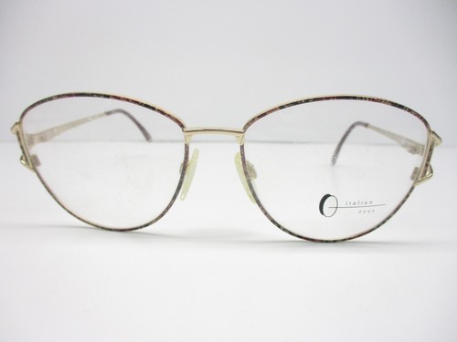 Eyeglasses Italian Eyes Cher Gold Lavender Ladies Metal Fashion 54 Italy NOS - Picture 2 of 8