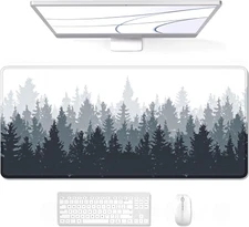 Auhoahsil Large Gaming Mouse Pad, Forest Theme XXL 35.4 X 15.7 in Desk Pad Stitc