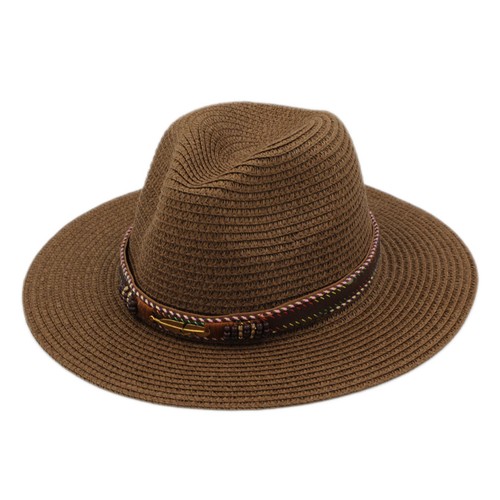 Women's Wide Brim Summer Sun Hat Panama Hats Fedora Cap Beach Travel Outdoor - Picture 10 of 24