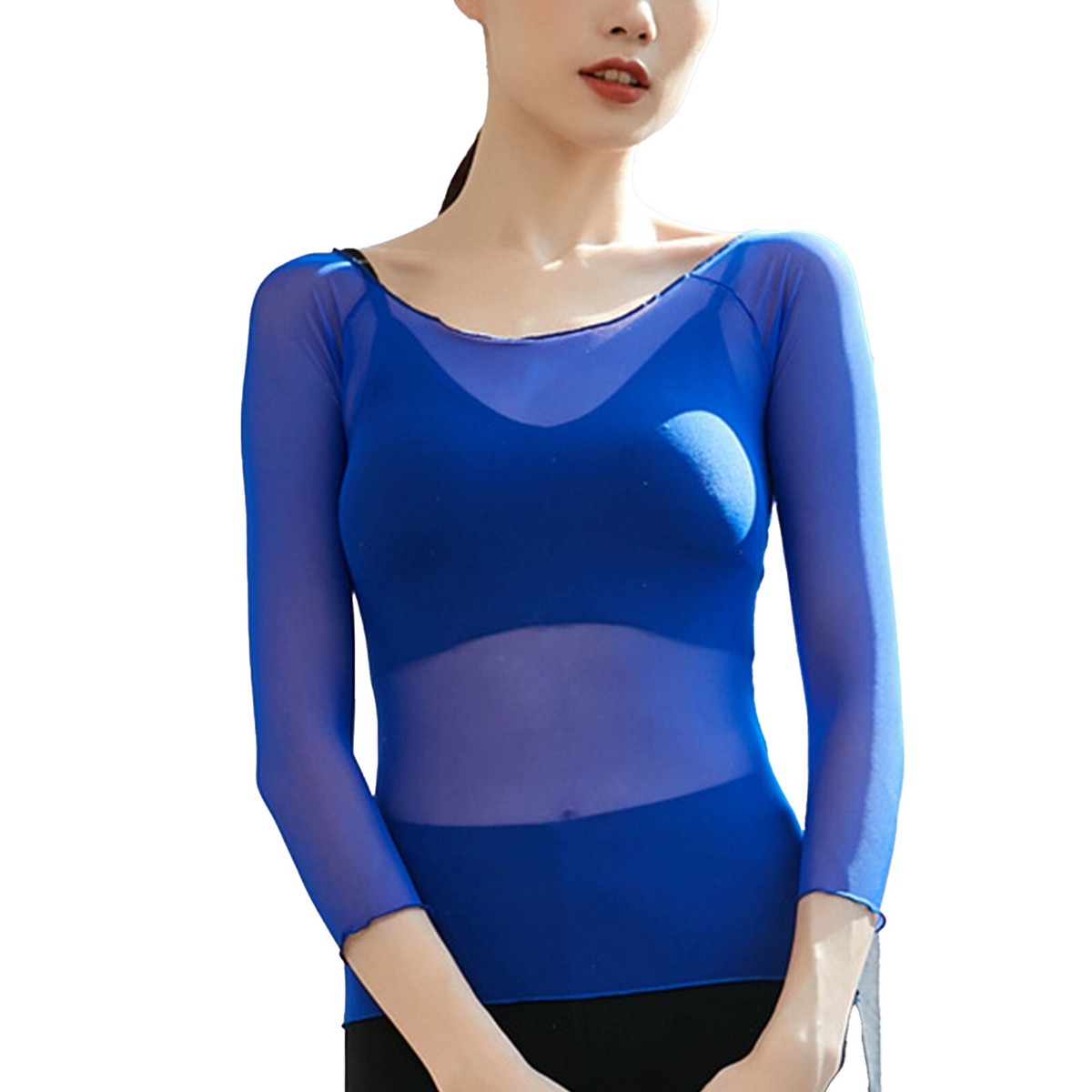 Mesh long hot sale sleeve workout top