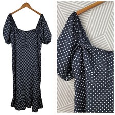 Boohoo Dress Size 14 Party Polkadot Long Midi Layered Chiffon Ruffle Black White
