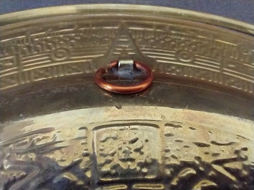 CALENDAR AZTEC MAYAN MEXICO BRASS ENAMEL WALL PLATE Plaque 11” Vintage Kitsch - Picture 7 of 8