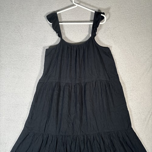 NWT J Crew Midi Dress Women’s Size XL Black Tiered Sleeveless Ruffle Gauze - Picture 11 of 12