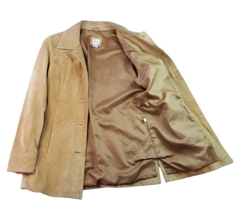 Abrigo Cherokee Damas MEDIANO Cuero Gamuza Genuino Abotonado Foto 2 de 4