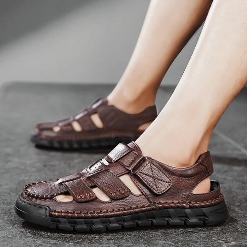 Mocassini scarpe scavate tempo libero spiaggia pelle mocassini uomo sandali estivi - Foto 20 di 22