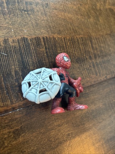 Marvel Super Hero Squad Spider-Man Rojo Negro con Figura Escudo Web 2009 - Imagen 2 de 3