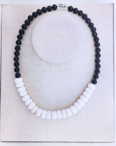 18" Redondo Azul Arenisca Cojín Blanco Coral Declaración Collar Joyería Suministro - Imagen 4 de 11