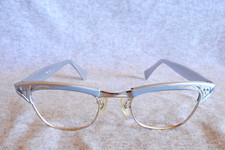 american optical eyeglass frames vintage cats eye silver 46-22-5-1/2 nos new