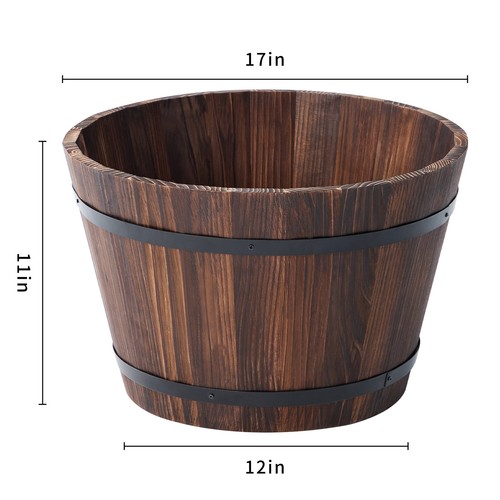 Better Homes & Gardens 17 in Wood Whiskey Barrel Planter,Rustic Finish,New - Picture 8 of 9