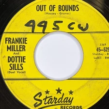 1960 Frankie Miller Dottie Sills Country 45 RPM Out Of Bounds / Two Lips Away Z7