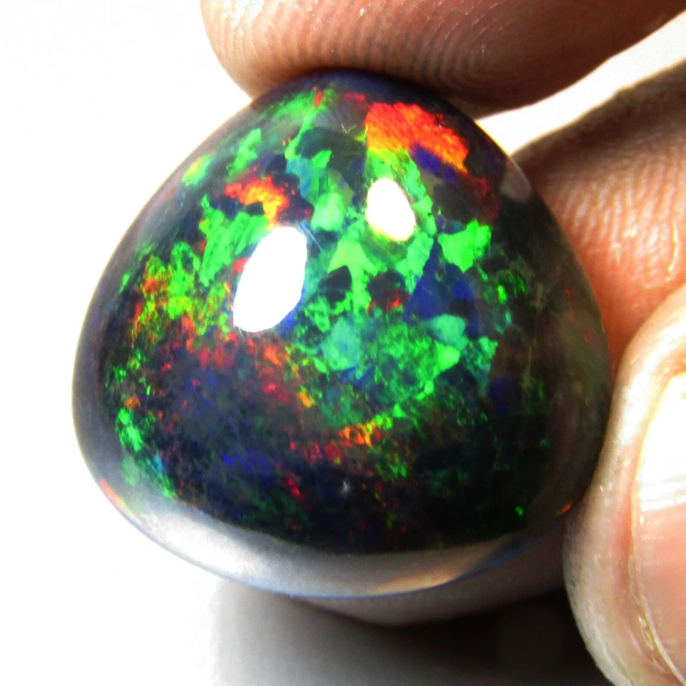 Потрясающий натуральный многоцветный игровой черный опал в форме толстой груши драгоценный камень 23,30 карата - Изображение 2 из 4