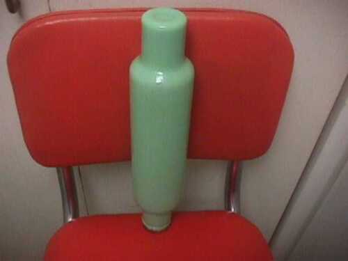 Vintage Jadeite Green Opaque Glass 14" Rolling Pin With Metal Screw On Cap - Picture 1 of 6