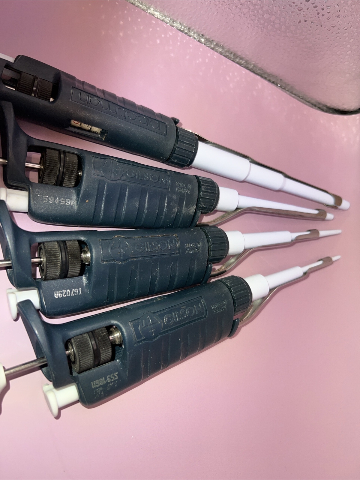 Set of 4 Gilson Pipetman pipette Pipettor P10,P20,P200,P1000 Range .5