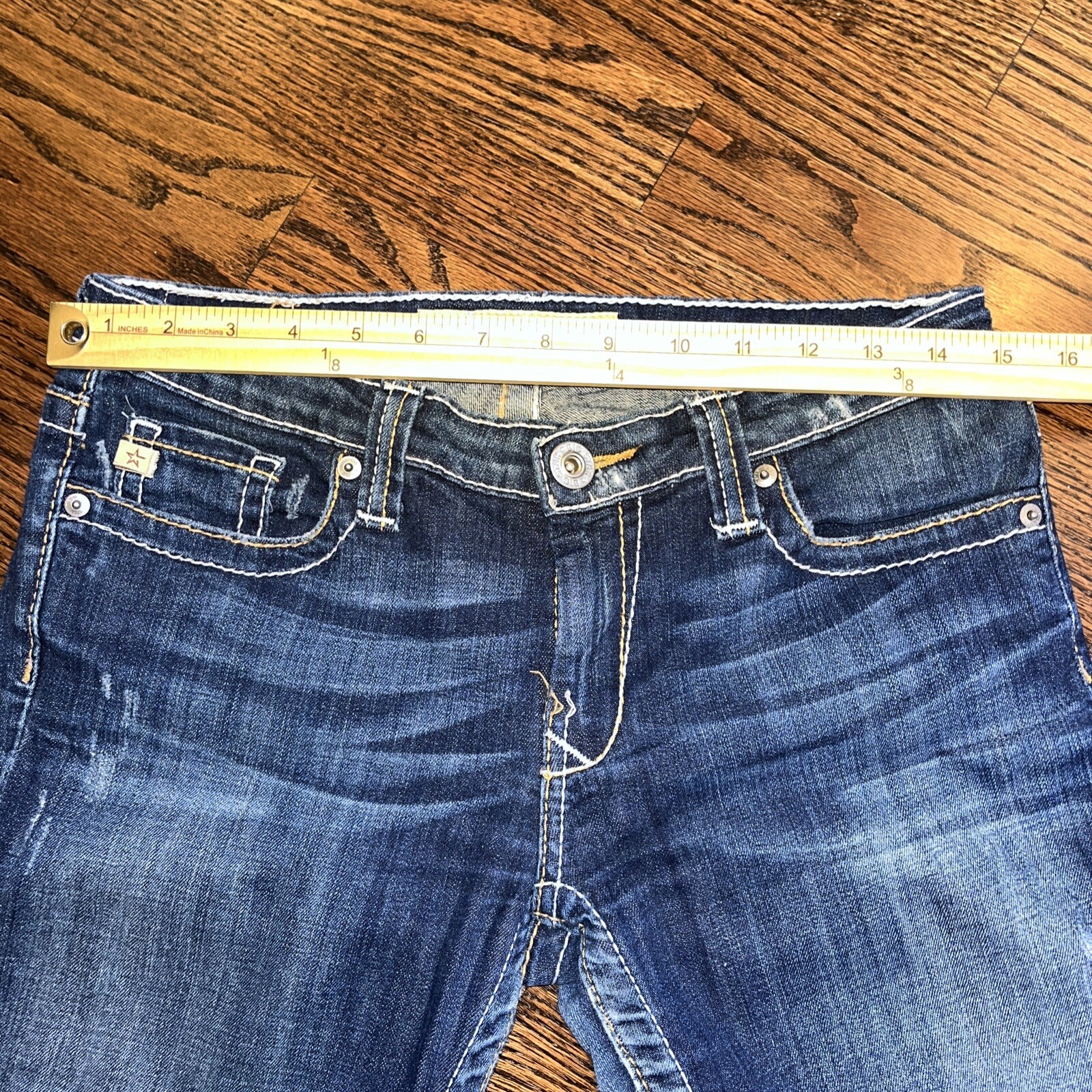 Big Star Rikki Womens Low Rise Distressed Blue Cropped Jeans Size 27 Stretch - View 8