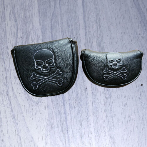 Golf Mallet Skull Putter Cover Mezza Mazza 2 Palline Golf Copricapo Magnetc Nero - Foto 3 di 9