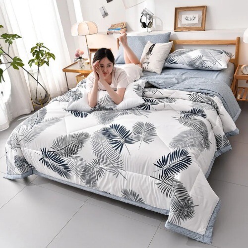 Plaid Cool Quilt Washed Cotton Comfortable Lightweight Air Condition Comforter - Picture 19 of 36