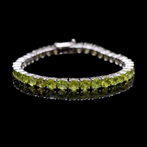 Natural Peridot Gemstone Bracelet 925 Sterling Silver Fine Jewelry Gifts For Her - Picture 1 of 7
