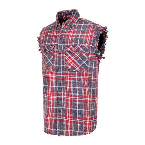 Men's Plaid Flannel Casual Shirt– 100% Cotton Lightweight Sleeveless Shirt - Picture 3 of 31