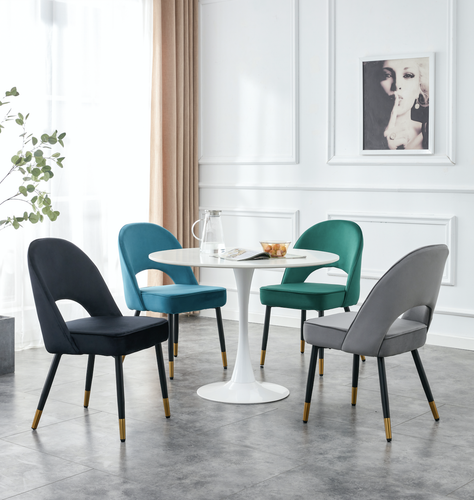 1,2X VELVET DINING CHAIRS CUSHIONED FABRIC PADDED SEAT BLACK TEAL GREY CHAIR NEW - Picture 4 of 56