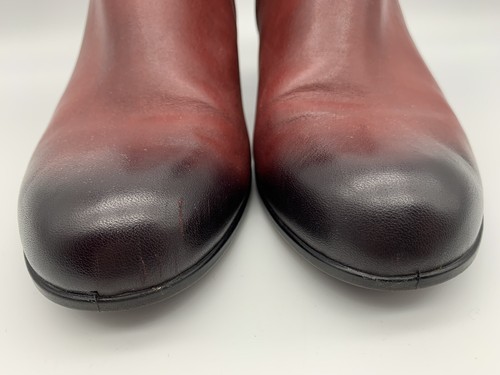 ECCO Women's US 6 EU 37 Shape 35 Bordeaux Red Leather Zipper Ankle Boots 2" Heel - Picture 3 of 12