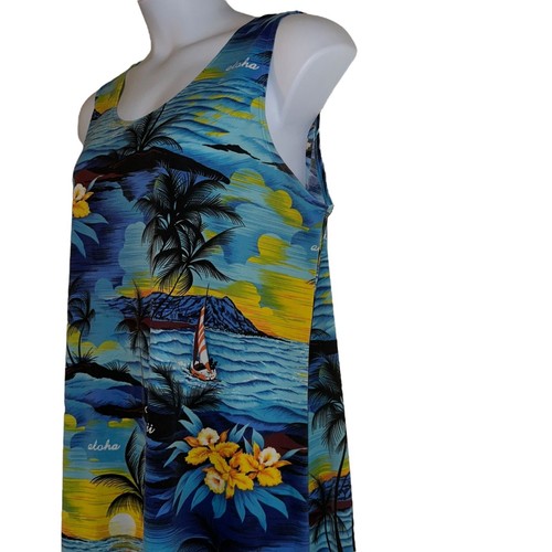 Vtg Royal Creationsi Muumuu Beach Dress Womens 3XL Blue Mumu Floral Hawaiian - Picture 4 of 9