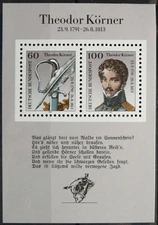 Germany S.Sheet - Carl Theodor Körner - German poet and soldier - MNH. 