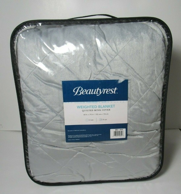 Beautyrest Luxury 18lb Quilted Mink Cover Grey Weighted Blanket T410647