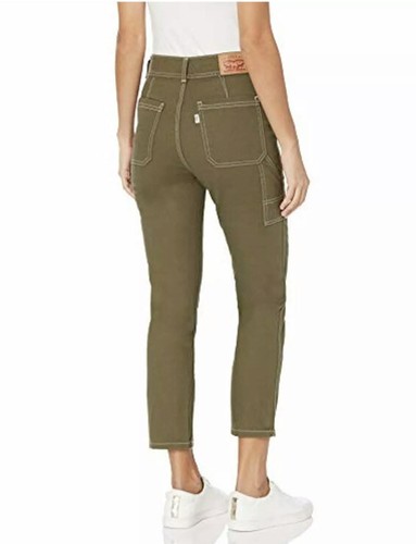 Jeans Levi's 724 Juniors tiro alto carpintero recortados pierna recta oliva talla 25 - Imagen 9 de 9