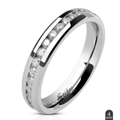 Anillo de Boda Acero Inoxidable Eternidad CZ 4mm 6mm 8mm Talla 5-13 AJUSTE CÓMODO - Imagen 2 de 7