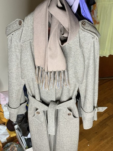 Vintage Trenchcoat Beekman Place Ny gefüttert zweireihig kariert lange Knöpfe neu ohne Etikett - Bild 4 von 19