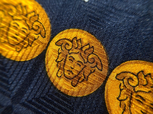 GIANNI VERSACE VINTAGE '90s MEDUSA MEDALS BAROQUE TIE PAISLEY ITALY GOLD GREEN - Picture 4 of 12