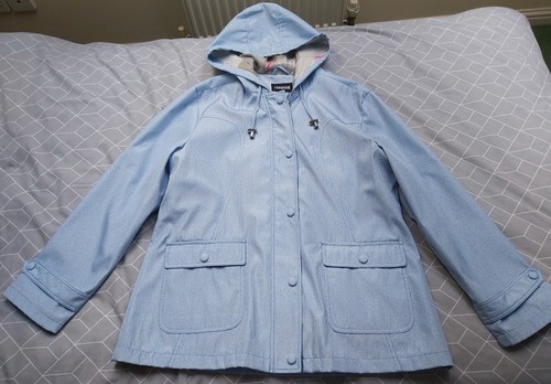 Finesse ladies light blue striped, hooded and lined rain jacket - Picture 2 of 2